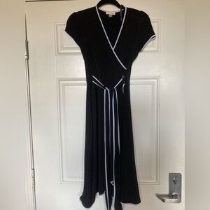 Calvin Klein Black Midi Dress with White Accents